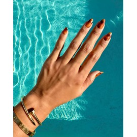 Semi Cured Gel Nail Strips (Tiger Eye) by NOVA NAILS - The 10 Minute Manicure. Salon-Quality, Works with Any Nail Lamps, Long Lasting, Easy to Apply & Remove - Includes Nail File & Wooden Stick (TE)