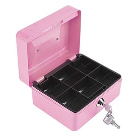 Tinje Safe Box with Key Lock, Portable Steel Petty Fireproof Waterproof Cash Security Box with Small Combination Anti Theft Household for Travel Home Office Jewelry Documents(Pink)