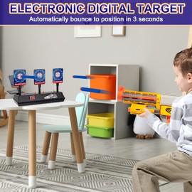 Zielscheibe für Nerf N-Strike Elite/Mega/Rival, 3 Spielziele, elektrisches Ziel, automatisches Zurücksetzen, digitale Notation mit Licht- und Soundeffekt, Spielzeug für 6-12 Jahre Kinder