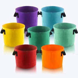 Sinimaka 7 Gallon Grow Bags, 7 Pack Colorful Fabric Plant Pots with Handles for Garden and Outdoor Planting