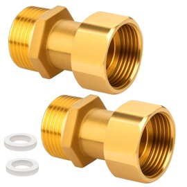 2 Stück Messing Verschraubung Durchgang, G3/4" Beweglich Verschraubung Durchgang, 3/4 Zoll AG x IG Gewinde fitting, DN20 Wasserzähler Verschraubungen mit Dichtung, für Warm und Kaltwasseranlagen