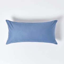 HOMESCAPES Luxury Cushion Cover, Blue, 40 x 80 cm, 100% Egyptian Cotton, 1000 Thread Count