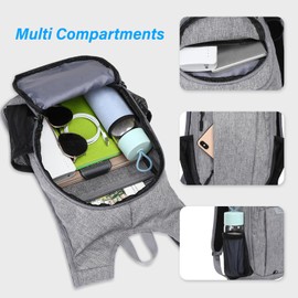 MOSISO 15L Lightweight Hiking Daypack Small Packable Hiking Backpack for Men Women, 3 Layer Casual Foldable Day Pack Shoulder Bag for Travel Camping Outdoor, Grey