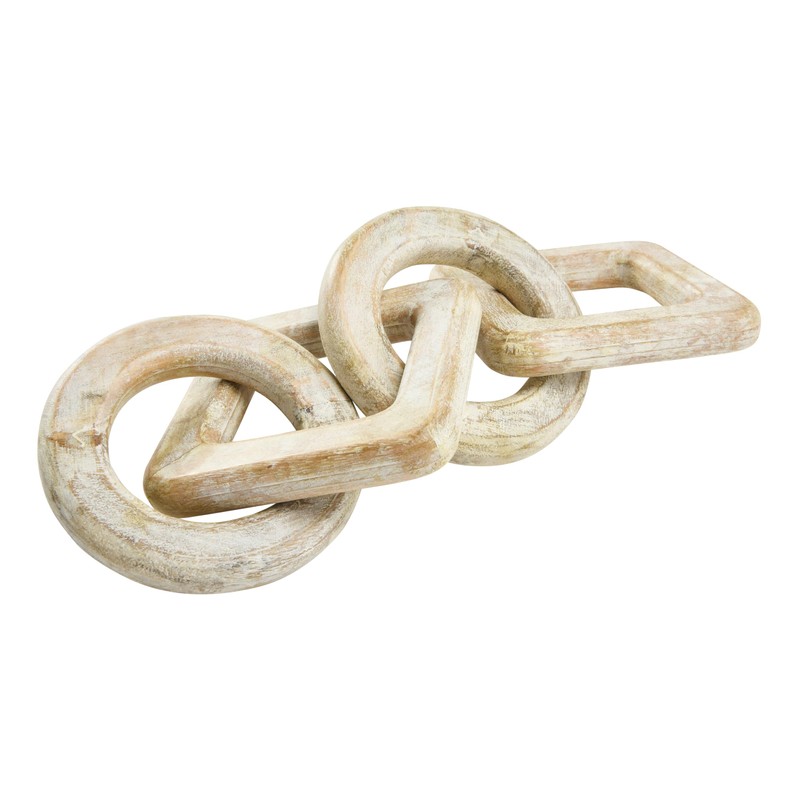 Creative Co-Op Mango Wood Chain Décor, Whitewashed Decor, Natural