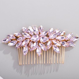 Octwine Bride Wedding Silver Green Red Blue Rhinestone Crystal Hair Comb Wedding Party Prom Hair Headpiece Bridal Wedding Hair Accessories for Women (light purple)
