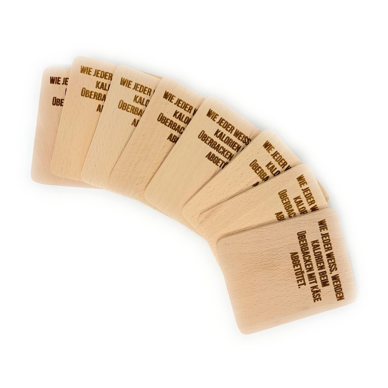 Set of 8 Raclette Coasters with Engraving, Calories (German Language)