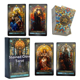 MONOSTORE Tarot Cards Stained Glass Tarot Divination Angel Goddess Art 78pcs