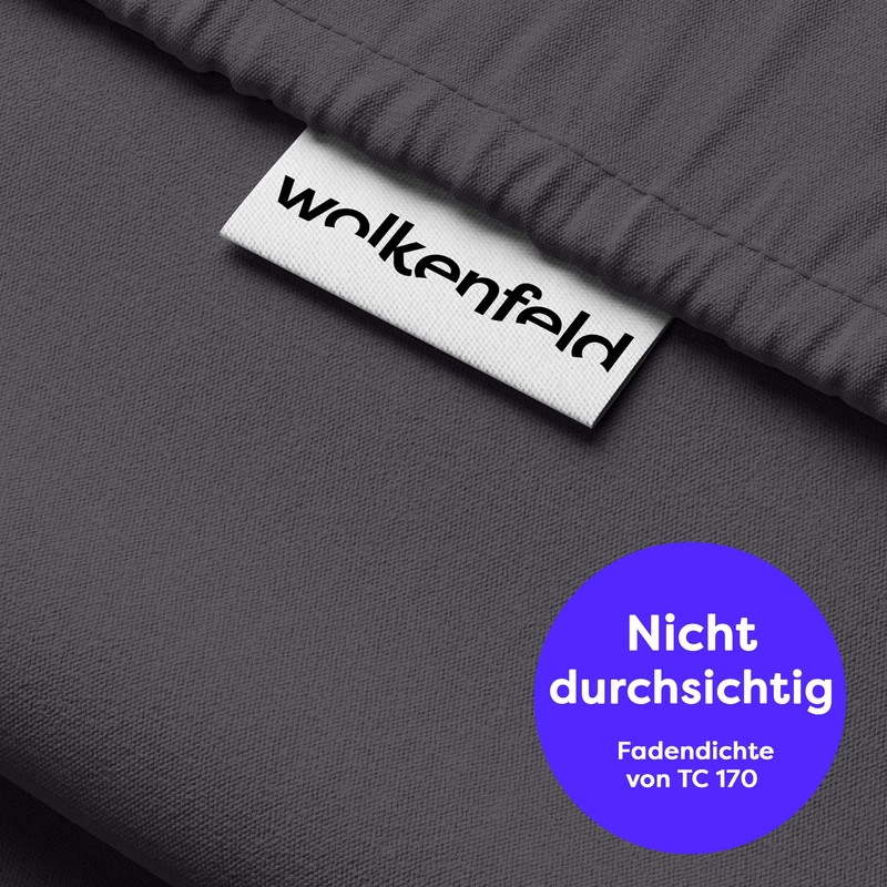Wolkenfeld Cushion Cover, 70 x 90 cm Grey Anthracite Cotton