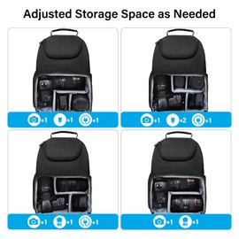 MOSISO Bolso Bandolera para Cámara,DSLR/SLR/Mirrorless Estuche para Cámaras para Fotógrafos con Soporte Trípode&Inserciones Modulares Extraíbles&Asa de PU Compatible con Canon/Nikon/Sony, Negro