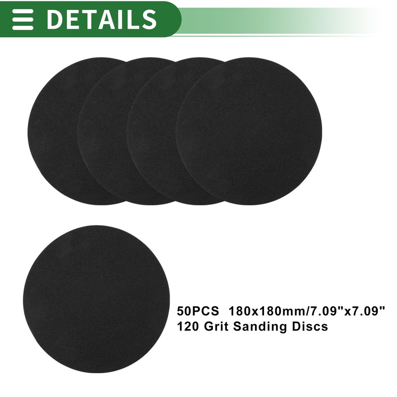 X AUTOHAUX Sandpaper Hook & Loop Sanding Sheets 180x180mm Black