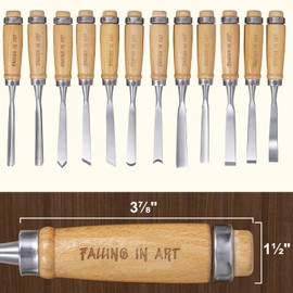 Falling in Art 12Pcs Wooden Carving Chisel Set, Woodworking Tools Set with a Leather Pouch, Full Size Knife Gouge Kit for Carving Projects, Ideal for Beginners and Professionals
