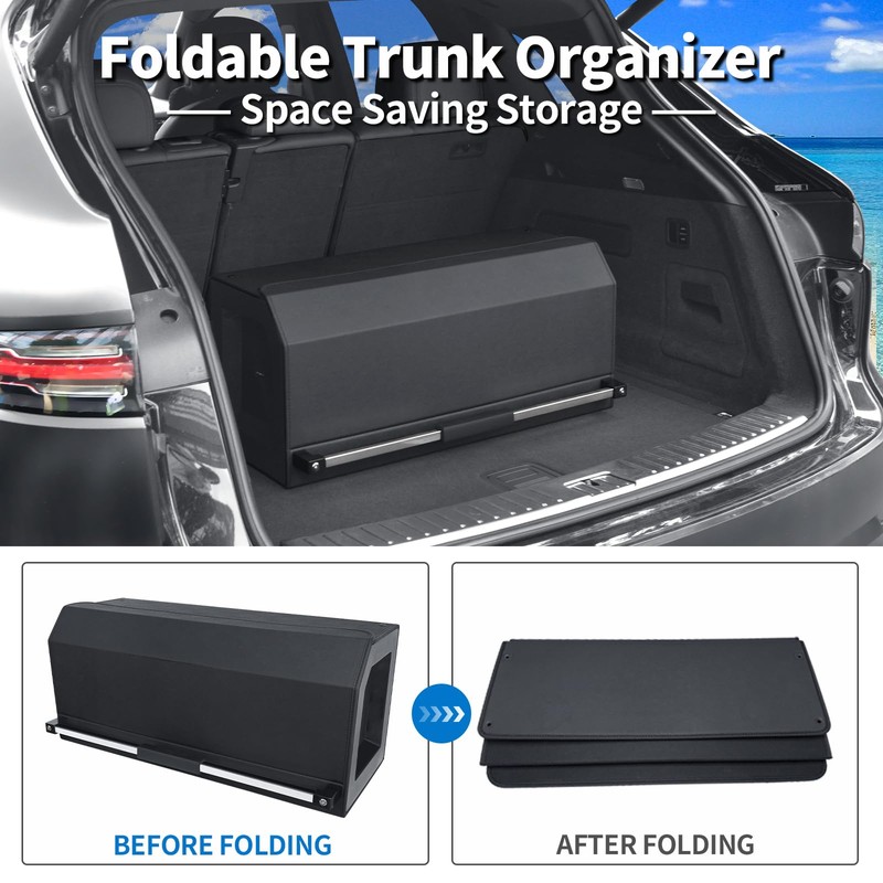 Trunk Organizer for SUV, Leather Collapsible Car Organizers with Magnetic