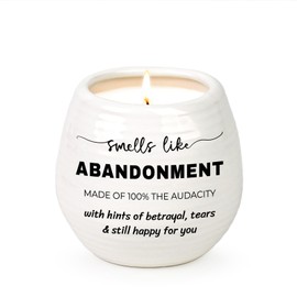 Moving Away, Going Away Gifts, Goodbye, Farewell Gifts for Coworkers, Boss, Friends, Funny Retirement Gift for Women Men, Smells Like Abandonment Candle 10Oz Soy Wax Scented Candle in Ceramic Jar