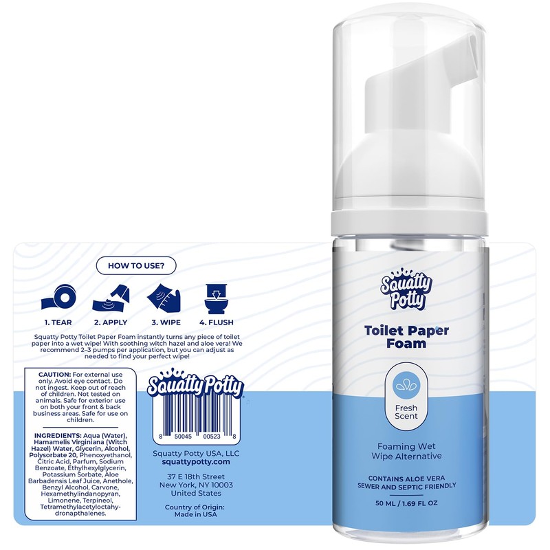 Squatty Potty Toilet Tissue Paper Foam Instant Wet Wipe Alternative