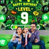 Video Game Themed 9th Birthday Party Decorations Green Black Happy