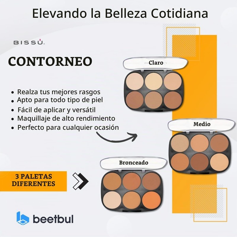 Kit de maquillaje: Bissú Contour Palette + 1 palicador +