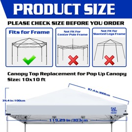 FANPAT 10x10 Canopy Replacement Top, Waterproof Canopy Cover with UV Protection, Tent Roof for Outdoor Patio Events, Fits Straight Leg Frames Khaki