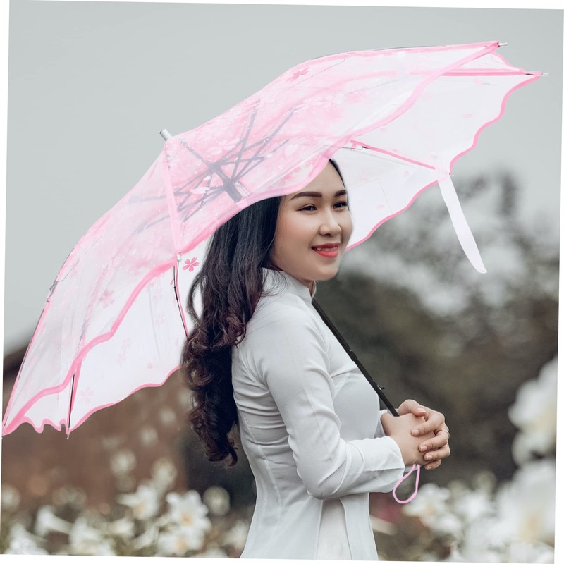 FRCOLOR Raining Folding Umbrella Transparent Travel Umbrella with Creative Floral