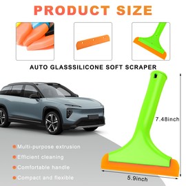 KVAEY Small Silicone Window Squeegee, 5.9 Inch Car Windshield Water Blade Squeegee with Non-Slip Handle, All-Purpose Cleaning Squeegee for Car Windshield, Window, Mirror (Light Green)