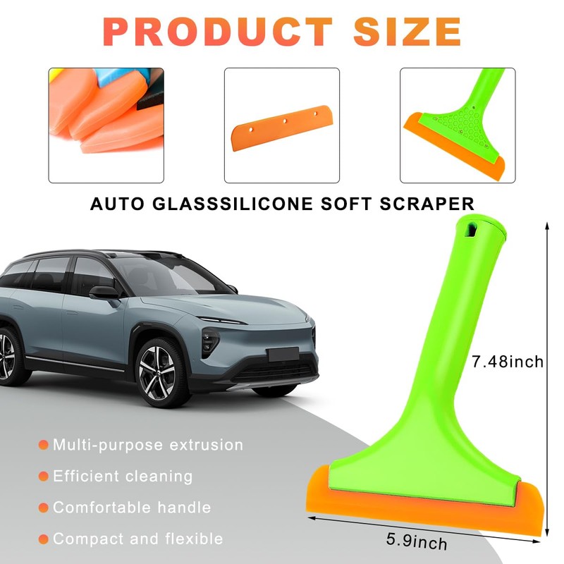 KVAEY Small Silicone Window Squeegee, 5.9 Inch Car Windshield Water