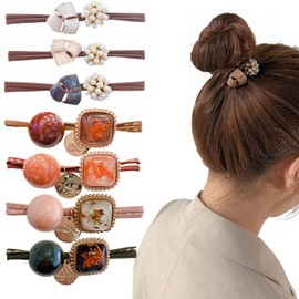 DFsucces Stylish Hair Elastics, Set of 7, Hair Elastics, Ring Elastics, Women's Hair Accessories, Hair Ornament, Forever Flowers, Pearl Rubber, Elegant, Cute, Hair Tie