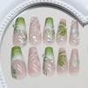 Coffin Press on Nails Medium Square Fake Nails Green French