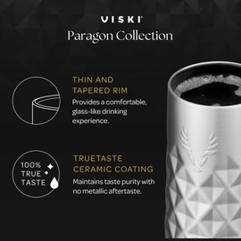 Viski Paragon Champagne Flute Insulated Tumbler, Stainless Steel Champagne Flutes with Ceramic Coating Pink 9oz Set of 1