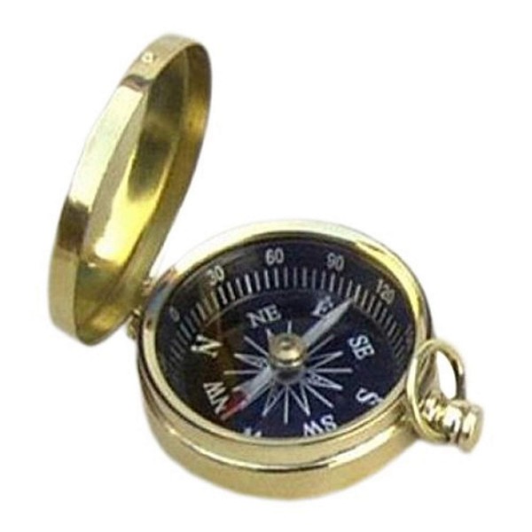 Benzara Elegant Brass Pocket Compass with Black Dial