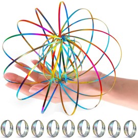 YOFOBU - Juego de 9 anillos de flujo de brazo mágico, anillo de escultura de resorte cinético de colores, anillos interactivos para alivio del estrés, accesorios para festivales (coloridos)