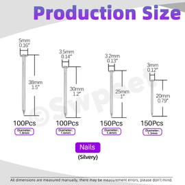 Swpeet 900 Pieces 4 Sizes Hardware Nails Assortment Kit, Silver Galvanised Nails, Small Nails, Pin Nails, Finishing Nails, Nails for Hanging, Wall Nails for Hanging Pictures