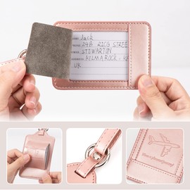 Migeec Luggage Tags, Name Tags, Suitcase Tags, Anti-Loss, Name Labels, for ID Cards, Employee ID, Leather, Name Tag for Bags, Dustproof, Number Tags, Business Trips, Travel, Lightweight