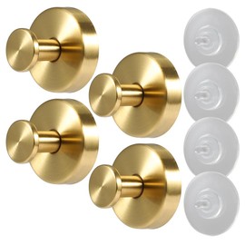 Picowe Suction Cup Hooks Stainless Steel Wreath Hanger Shower Wall Storage Hook Organizer for Hanging Tower Clothes Bags Keys Hats Decorations Wreath (Golden, 4)