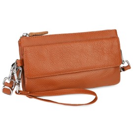 Uromee Wristlet Wallet Clutch Purses for Women Genuine Leather RFID Crossbody Bag Card Holder Detachable Shoulder Strap