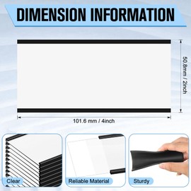 Fulmoon 50 Pcs Magnetic Label Holders 4 x 2 Inch C Channel Label Holders Magnetic Name Plate with 50 Pcs Clear Plastic Protectors and 100 Pcs White Paper Inserts for File Cabinet Shelf Toolbox Drawer