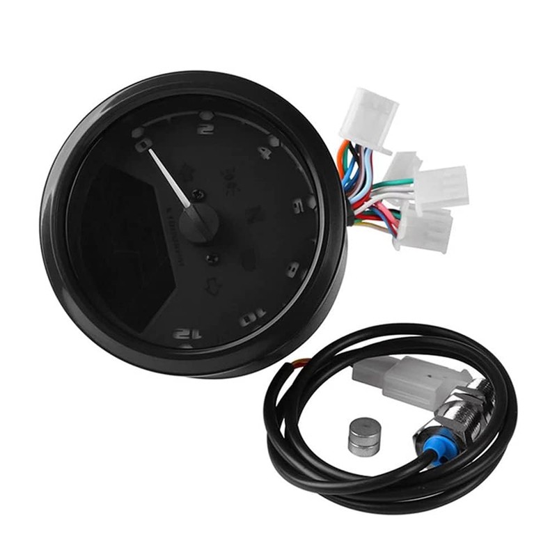ANCLLO Universal Motorcycle Odometer LCD Digital Speedometer Tachometer Gauges with