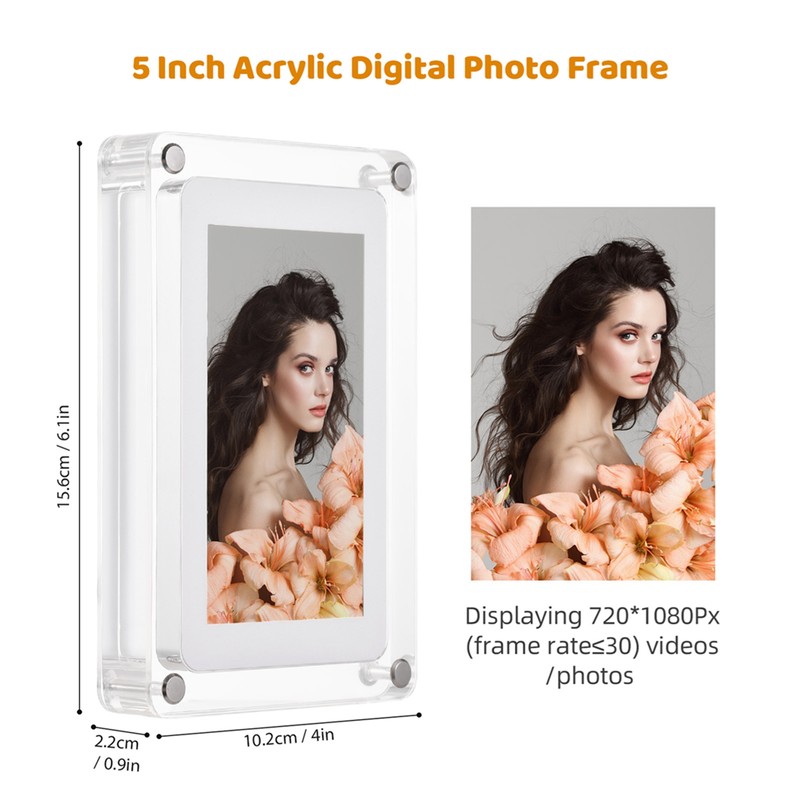 Acrylic Digital Photo Frame 8GB Memory Photo Music Video Display