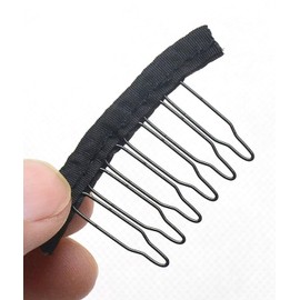 Jozlynn 12Pcs Black 6 Teeth Wig Comb Clips for Synthetic Wig Hairpiece