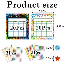 760 Pieces Sticker Chart, Reward Chart for Children Behaviour, Star Chart with 760 Pieces, Includes 40 Charts, 360 Star Stickers, 360 Smiley Stickers, Ideal for Potty Training and Behaviour Management