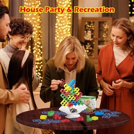 64 Pcs tetra tower balance game for Kids, Adults & Family,Balance Stacking Toys Perfect for Family Games, Parties and Travel