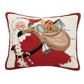 Mary Lake Thompson Santa with Bag of Presents Hook, 16x20 Holiday Pillow