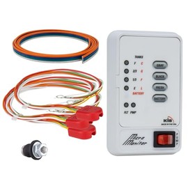 Tough Grade KIB RV Tank Sensor Monitor Panel with Complete Wiring Harness Kit | 18 Stainless Steel Probes | Bulit-in Water Pump Switch | 12V DC | Fits Standard Cutouts | Made in The USA (White)