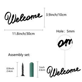 CREATCABIN Welcome Wall Decoration Made of Metal Welcome Sign Wall Art Wall Hanging Silhouette Ornament Made of Iron for Indoor Outdoor Home Living Room Kitchen Garden Office Decoration 11.8 x 3.9