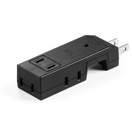 Sanwa Direct 700-TAP052BK Power Tap, 4 Outlets, 2P Outlet, Compact, Lightning Guard, Swing Plug, Black