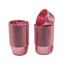 Mombake Aluminum Foil Standard Muffin Cupcake Liners, Disposable Baking Cups with Vibrant Color for Party Celebration, Rose Gold 50-Count