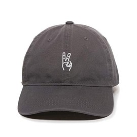 DSGN By DNA Peace Sign Baseball Cap Embroidered Cotton Adjustable Dad Hat Charcoal