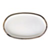 Creative Co-Op Oval Enameled Mango Wood Tray, White and Natural