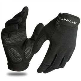 RYMNT Full Fingers Workout Gloves for Women & Men - Gym Gloves for Weight Lifting & Exercise - Touch Screen, Extra Grip Foam-Padded, Anti-Slip - Fitness, Training, Cycling. Black, Large
