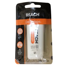 Reach Dentotape Waxed Dental Floss with Extra Wide Cleaning Surface for Large Spaces between Teeth, Unflavored, 100 Yards (Pack of 9)