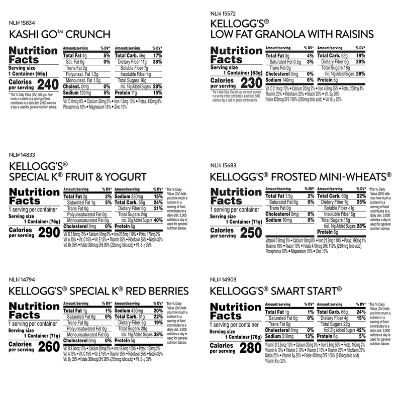 Kellogg's Cereal in a Cup Variety Pack - Nutritional Charge