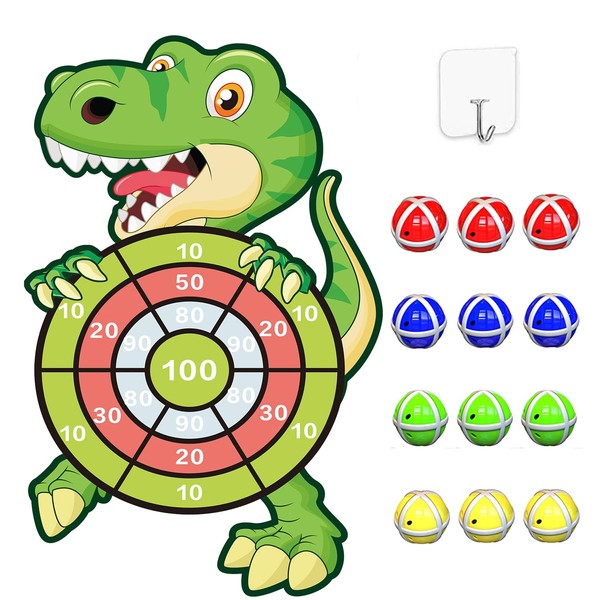 30" Dinosaur Toys for Boys, Dart Board Kids Toys 3-8 Year Old Boys with 12 Sticky Balls Boys Toys for 4-9 Year Old Kids Birthday Gifts Xmas Stocking Fillers for Boys Age 3-9, Dinosaur Gifts for Boys